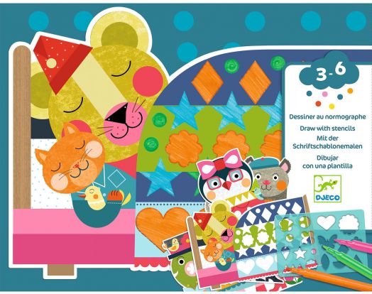 Творчески комплект Djeco - Направи колажи и оцвети с форми