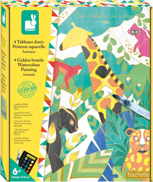 Творчески комплект Janod - Златни картини с акварел, Животни