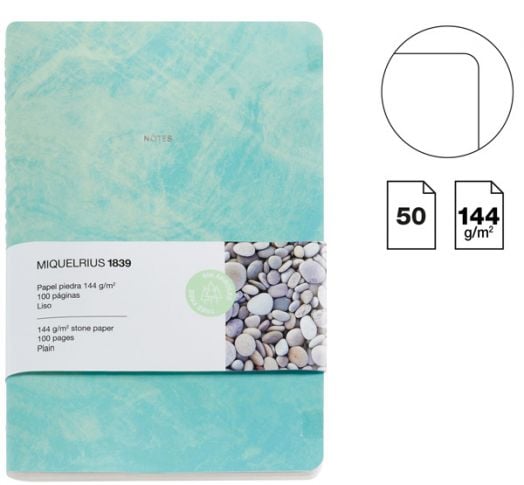 Тефтер Miquelrius Stone Paper Green А5, 100 нелинирани страници