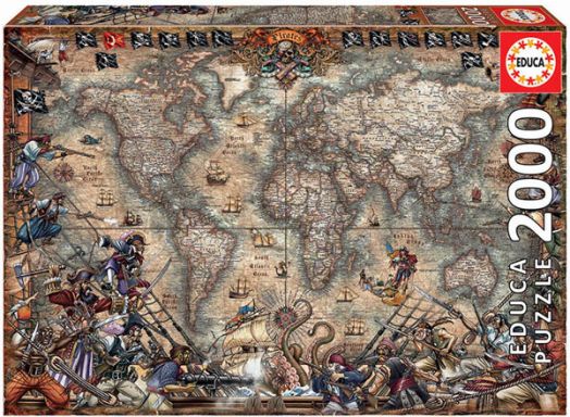 Класически пъзел Educa: Пиратска карта, 2000 части