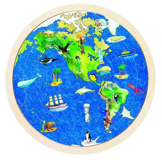 Детски дървен пъзел  Goki, глобус