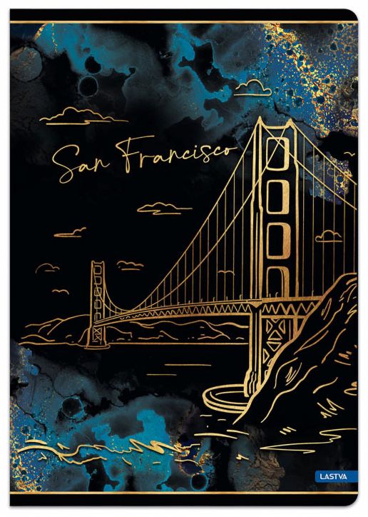 Тетрадка Lastva Gold City А5, 50 листа с широки редове