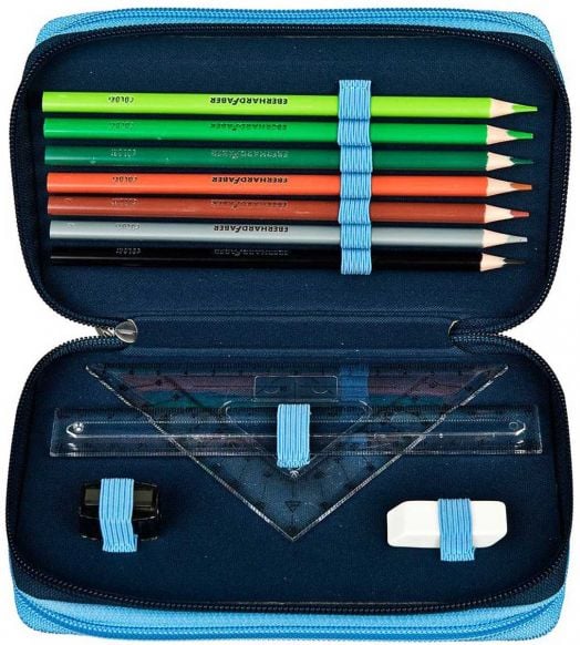 Ученически несесер Scooli Avengers с три отделения, пълен