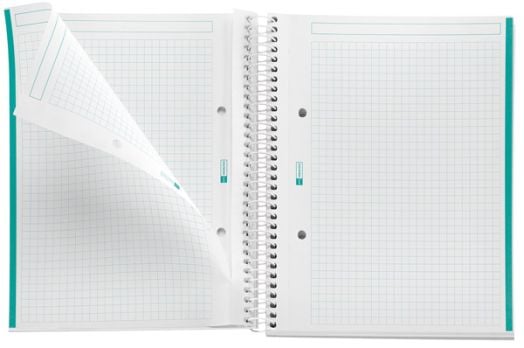 Тетрадка Miquelrius Be Eco A5 със спирала, 80 листа, малки квадратчета, смарагд