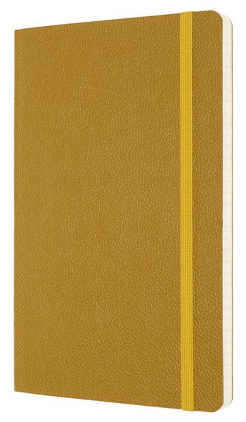 Кожен класически тефтер Moleskine Classic Leather Yellow с меки корици и листа на широки редове