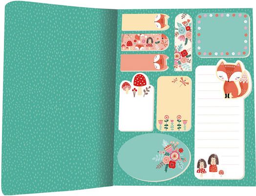 Тетрадка с лепящи листчета Janod - Лисица / Еднорог
