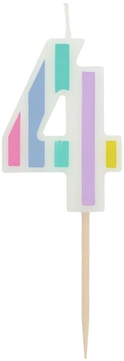 Свещ за рожден ден Folat - Цифра 4, пастел