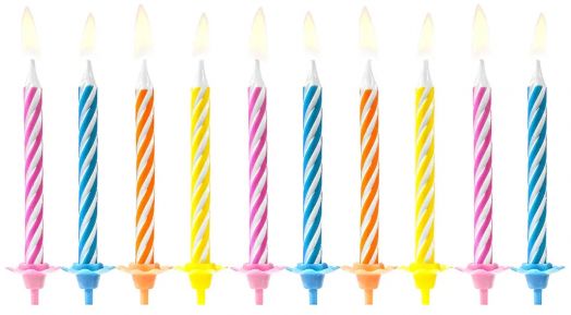 Свещи за рожден ден PartyDeco, 10 бр.