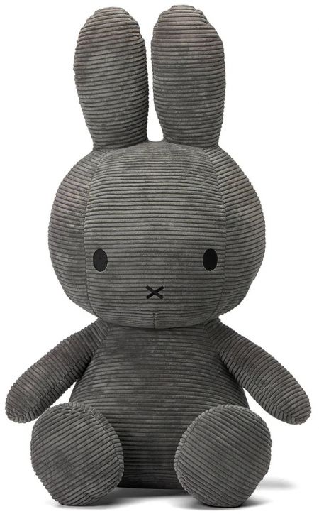 Плюшена играчка Miffy Eco Corduroy - базалтовосив заек, 70 см.