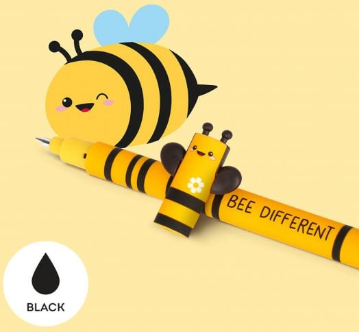 Изтриваема гел химикалка Legami Bee Different с капачка и гумичка