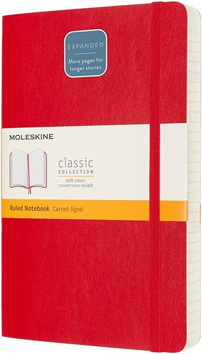 Класически тефтер Moleskine Expanded Red с меки корици и линирани страници