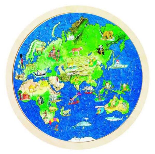 Детски дървен пъзел  Goki, глобус