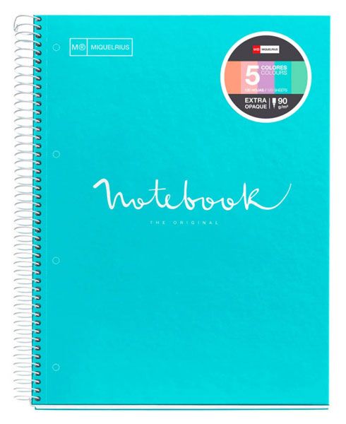 Тетрадка Miquelrius Emotions А4 със спирала, 120 листа на малки квадратчета, светлосиня