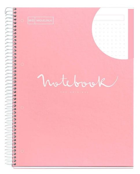 Тетрадка Miquelrius Emotions А4 LightPink със спирала, 80 листа на точки, нежнорозово