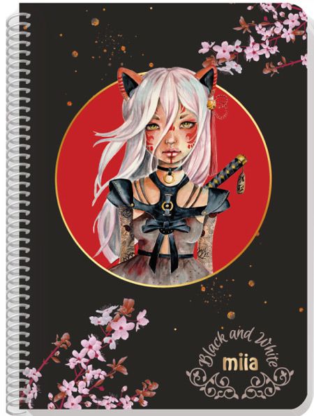 Тетрадка Black & White Miia А5 със спирала, 60 листа - широки редове