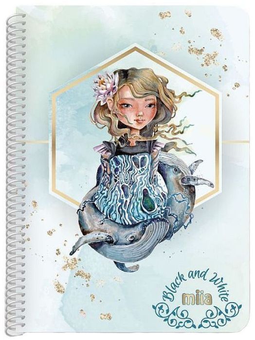 Тетрадка Black & White Miia А4 със спирала, 60 листа - широки редове