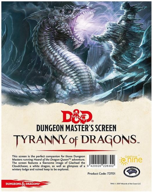Dungeons & Dragons Campaign Book - Dungeon Master's Screen Tyranny of Dragons