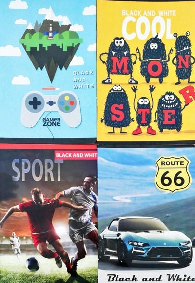 Тетрадка Black & White А5, 24 листа - малки квадратчета