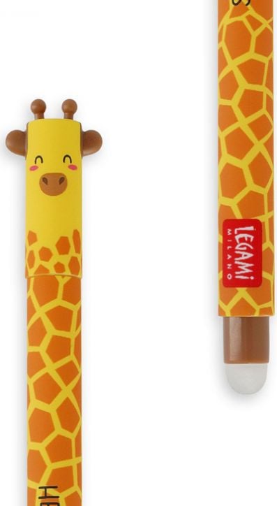 Изтриваема гел химикалка Legami Giraffe с капачка и гумичка