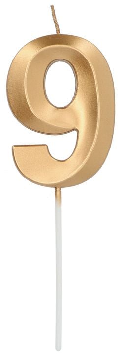 Свещ за рожден ден Folat - Цифра 9, златист металик