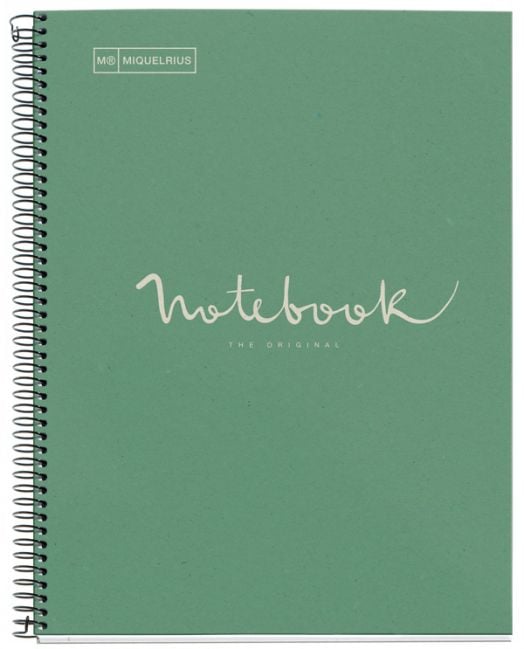 Тетрадка Miquelrius Recycled Ecomint А4 със спирала, 80 листа на малки квадратчета