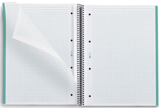 Тетрадка Miquelrius Recycled Ecomint А4 със спирала, 80 листа на малки квадратчета