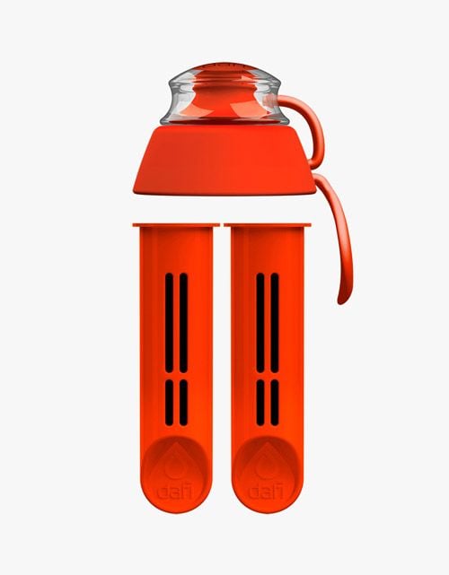 Комплект филтри за бутилка Dafi + подарък капачка, червени