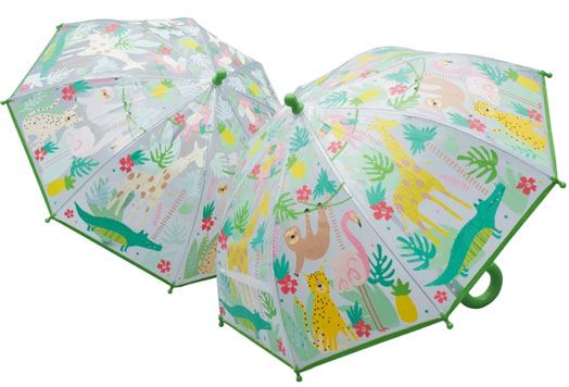 Детски магически чадър Floss & Rock, Colour Changing Umbrella, Jungle - Диви животни