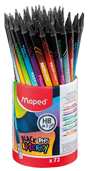 Графитен молив Maped Black Peps Energy HB, с гумичка