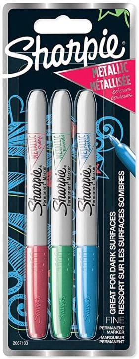 Комплект перманентни маркери Sharpie, 3 цвята металик (розов, зелен, син)