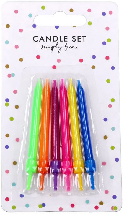 Свещи за рожден ден PartyDeco - Цветни, 6 бр.