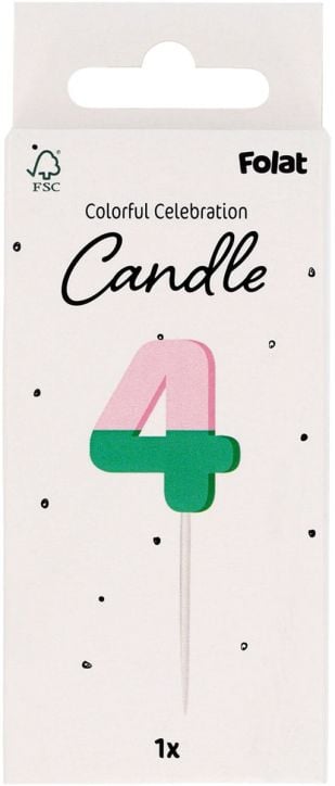 Свещ за рожден ден Folat Stripetastic - Цифра 4