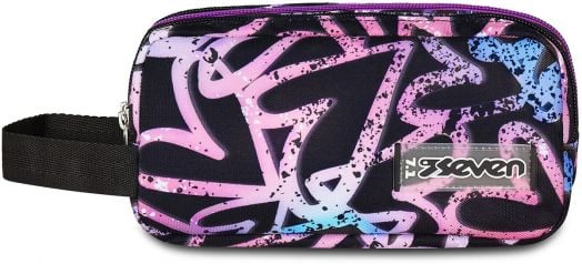 Ученически несесер Seven Freethink Lavender с три отделения и ръкохватка