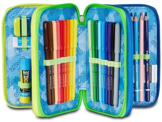 Ученически несесер Seven Spring Paint с три отделения, пълен