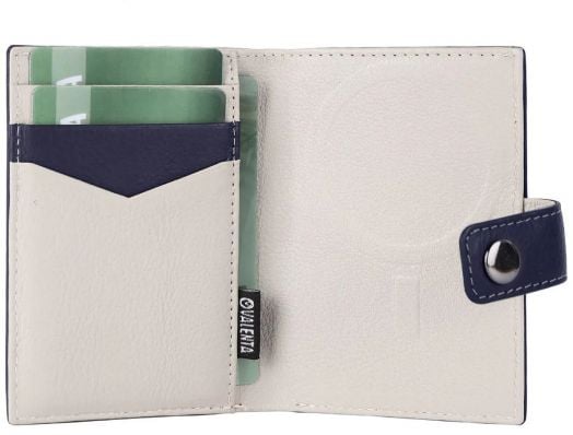 Кожен калъф за карти Valenta MagSafe Luxe Navy
