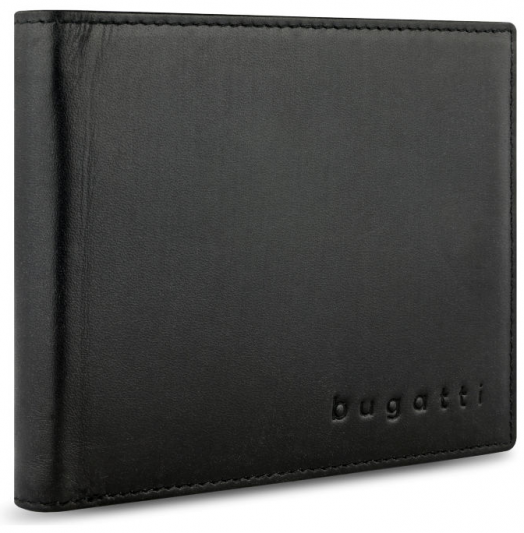 Мъжки кожен портфейл Bugatti Super Slim With Flap, черен