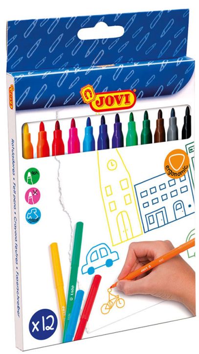 Флумастери Jovi, 12 цвята