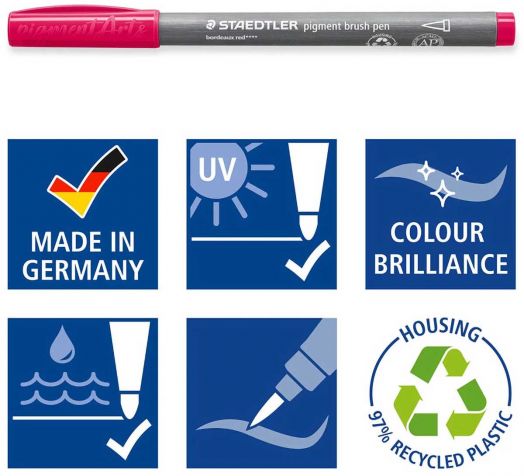 Комплект маркери Staedtler Pigment Brush Pen 371, 12 земни цвята