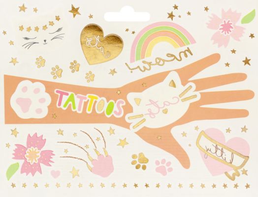 Временни татуировки PartyDeco - Котки, 12 бр.