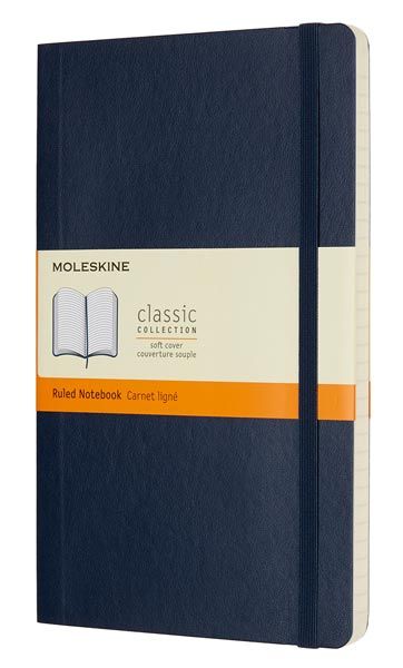 Класически тъмносин тефтер Moleskine Classic Sapphire Blue с меки корици и линирани страници