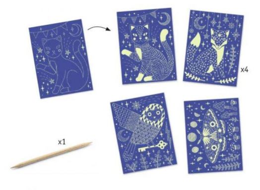 Детски скреч карти Djeco - През нощта