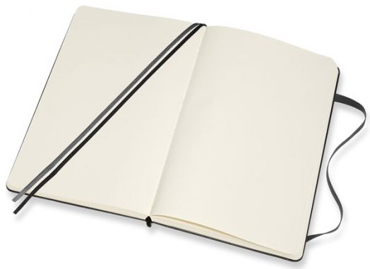 Черен тефтер Moleskine Classic Notebook Plain Expanded Version Black с твърди корици и бели нелинирани листа