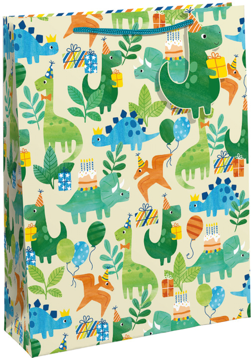 Детска подаръчна торбичка Eurowrap - Дино парти, средна