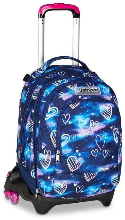 Ученическа раница на колела Seven Detach Heart и телескопична дръжка