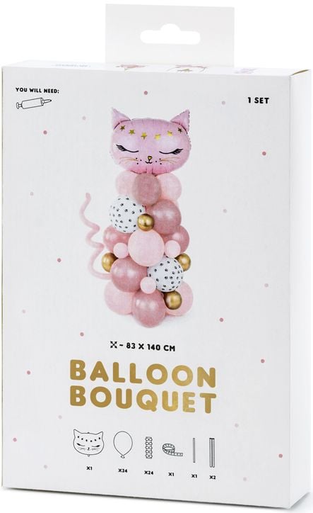 Букет от балони PartyDeco - Розова котка