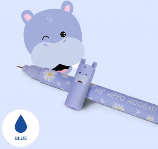 Изтриваема гел химикалка Legami Hippo с капачка и гумичка