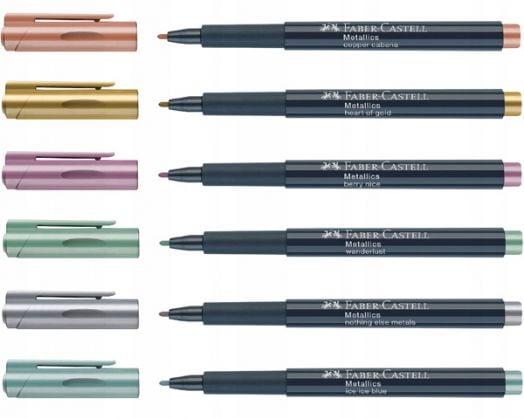 Комплект маркери Faber-Castell Metallics, 6 цвята