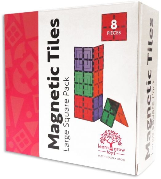 Магнитен конструктор Learn and Grow Toys - Големи квадрати, 8 части