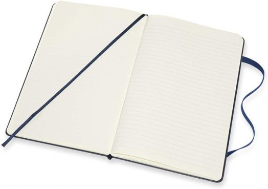 Класически сапфирено син тефтер Moleskine с твърди корици, комбинирани страници