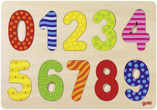 Дървен пъзел Goki - Числата от 0 до 9